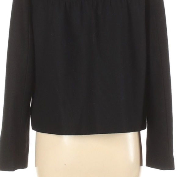 Banana Republic sz M black wool blend button up lined collared dress jacket coat - Picture 9 of 14